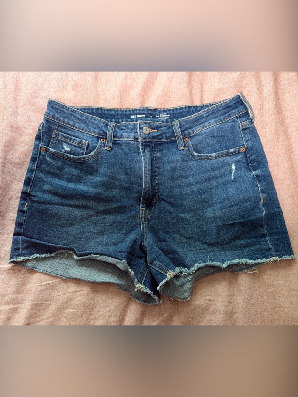 Old Navy Dark Blue Denim Cutoff Shorts with Frayed Hem
